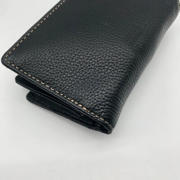 Black Leather Bi-Fold Wallet With Framed Kisslock Compartment - Picture 9 of 13